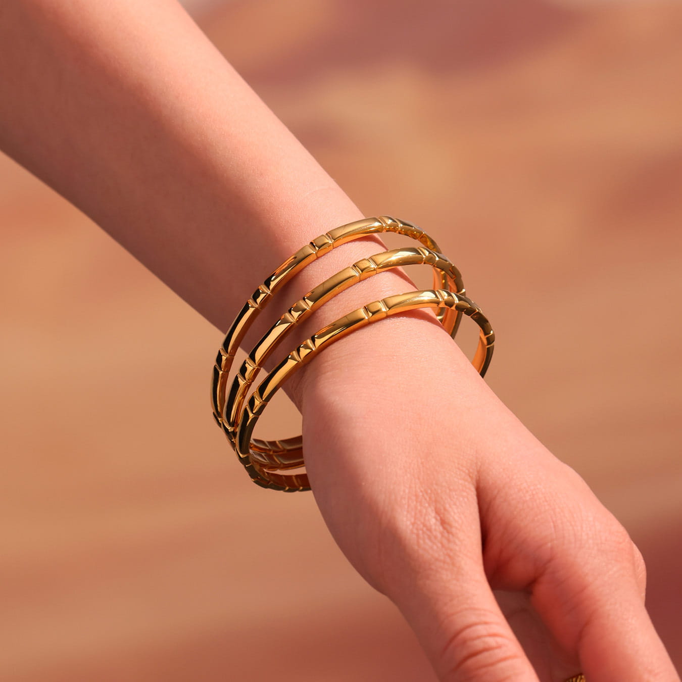 Gold Cuff Tennis Bracelet | Minimalist & Waterproof Stainless Steel Bangle