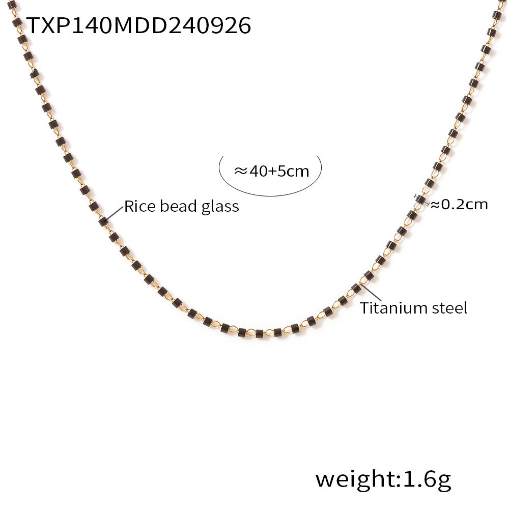 Versatile Rice Bead Glass Necklace & Bracelet Set