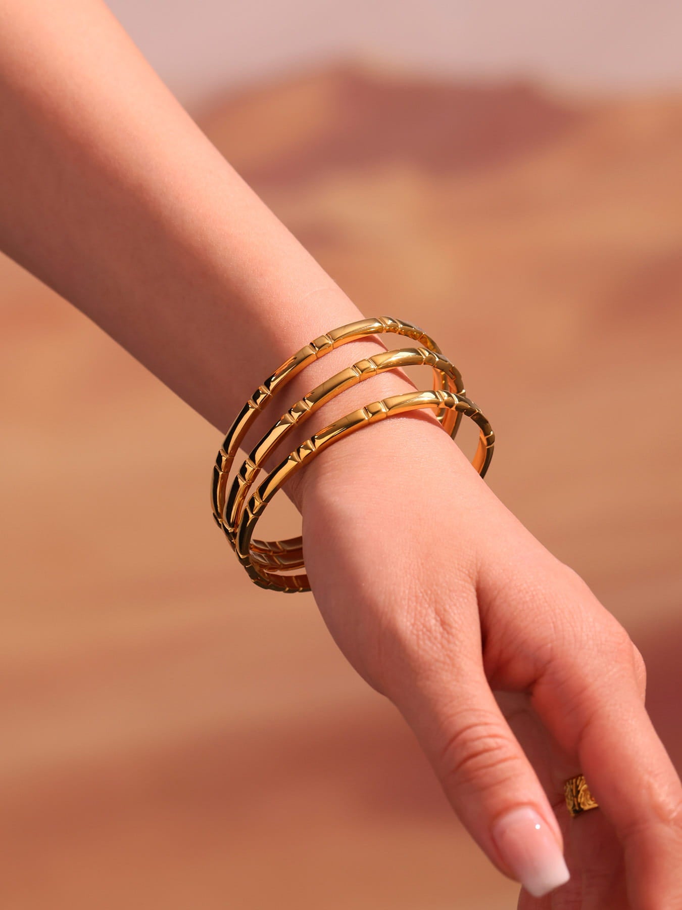 Gold Cuff Tennis Bracelet | Minimalist & Waterproof Stainless Steel Bangle