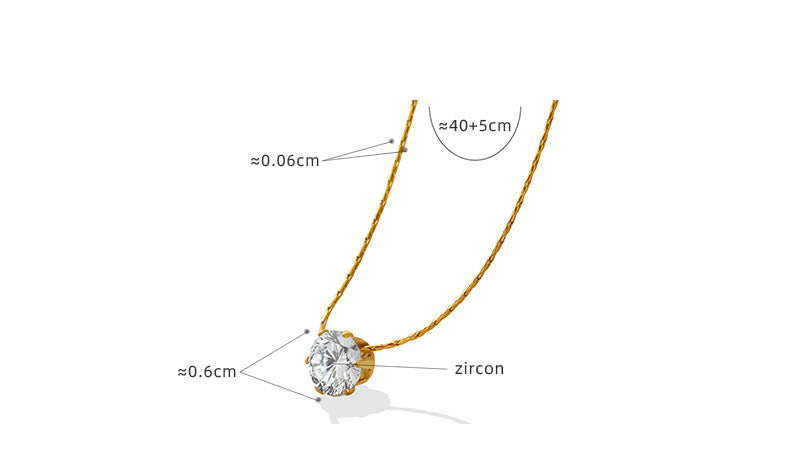 Inlaid single zircon necklace