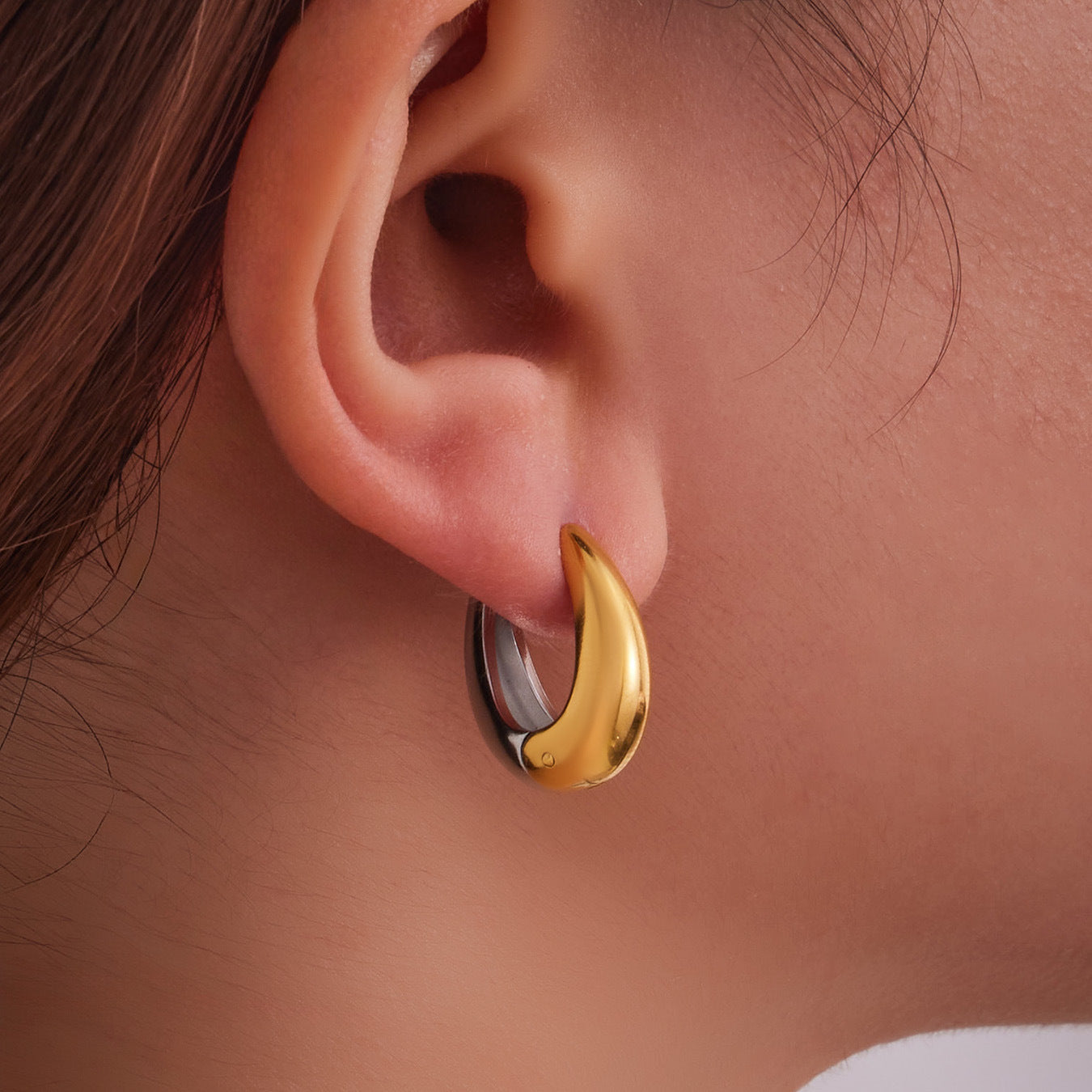 18k Gold-plated U-shaped Earrings Stainless Steel