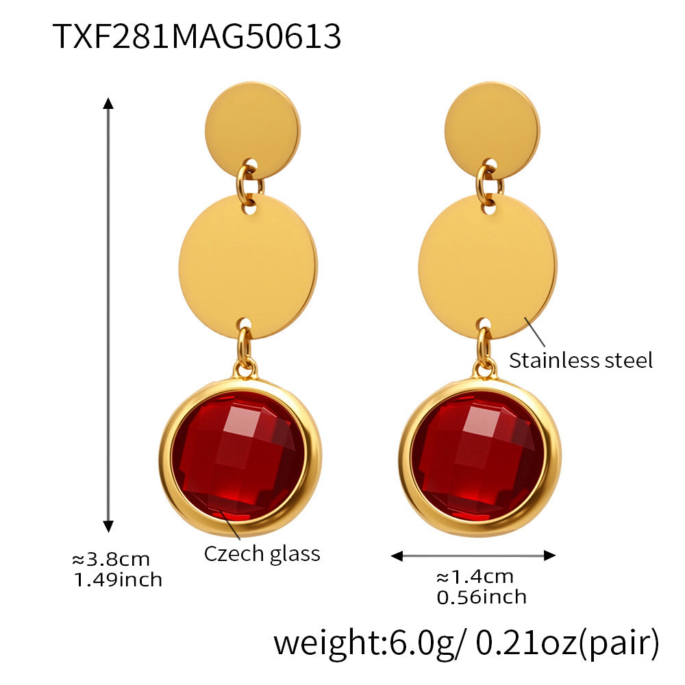 Exquisite Cut Glass disc Tassel Earrings