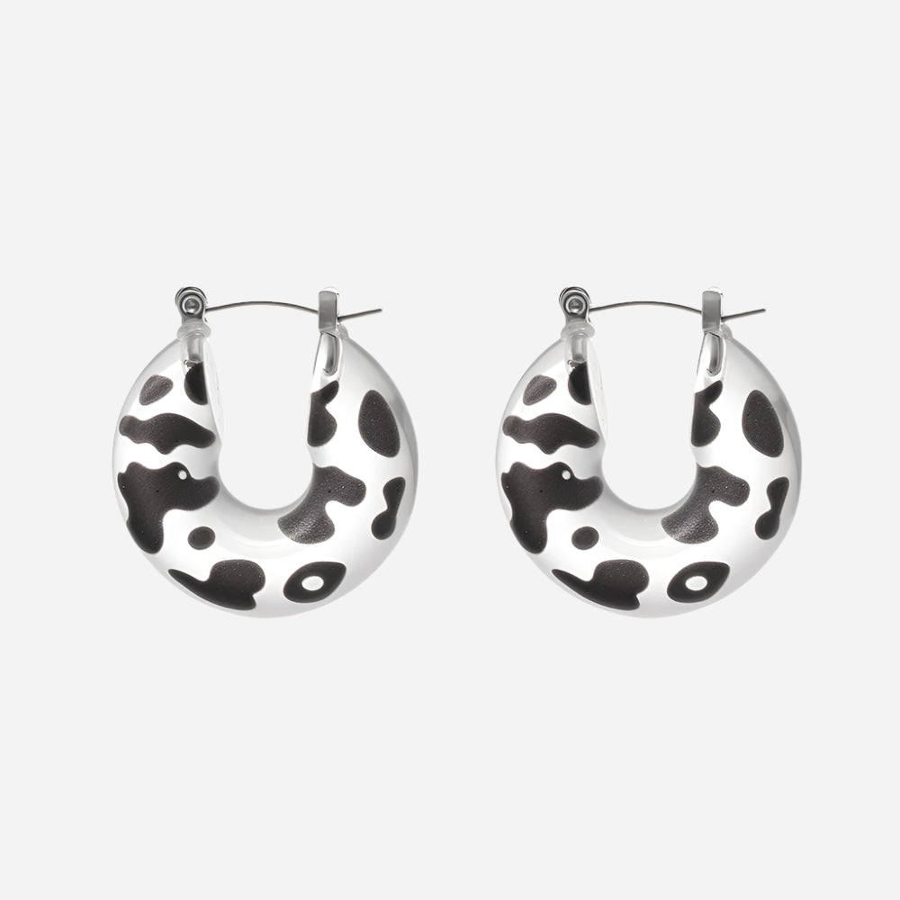 U-shaped leopard print resin earrings