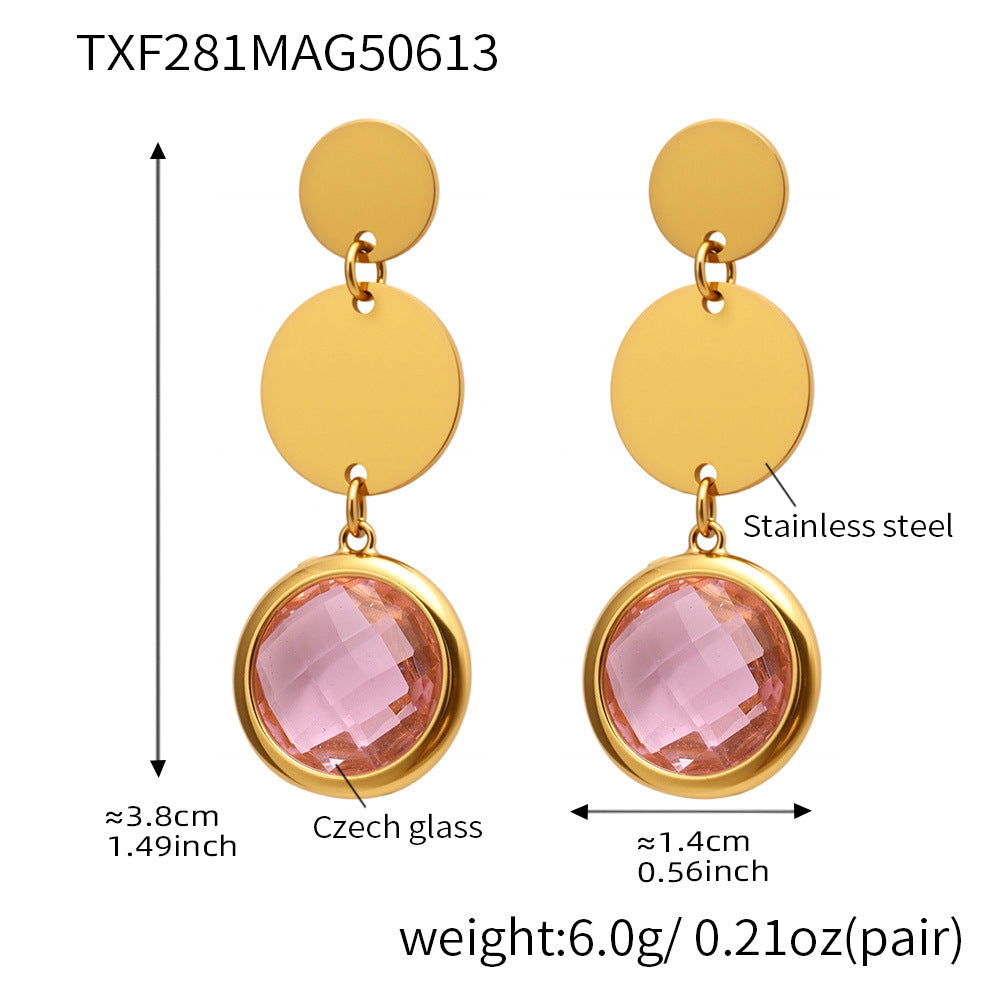 Exquisite Cut Glass disc Tassel Earrings