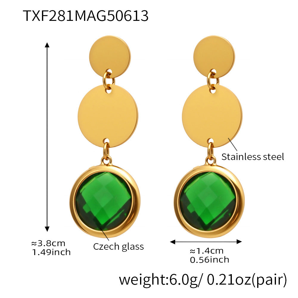 Exquisite Cut Glass disc Tassel Earrings