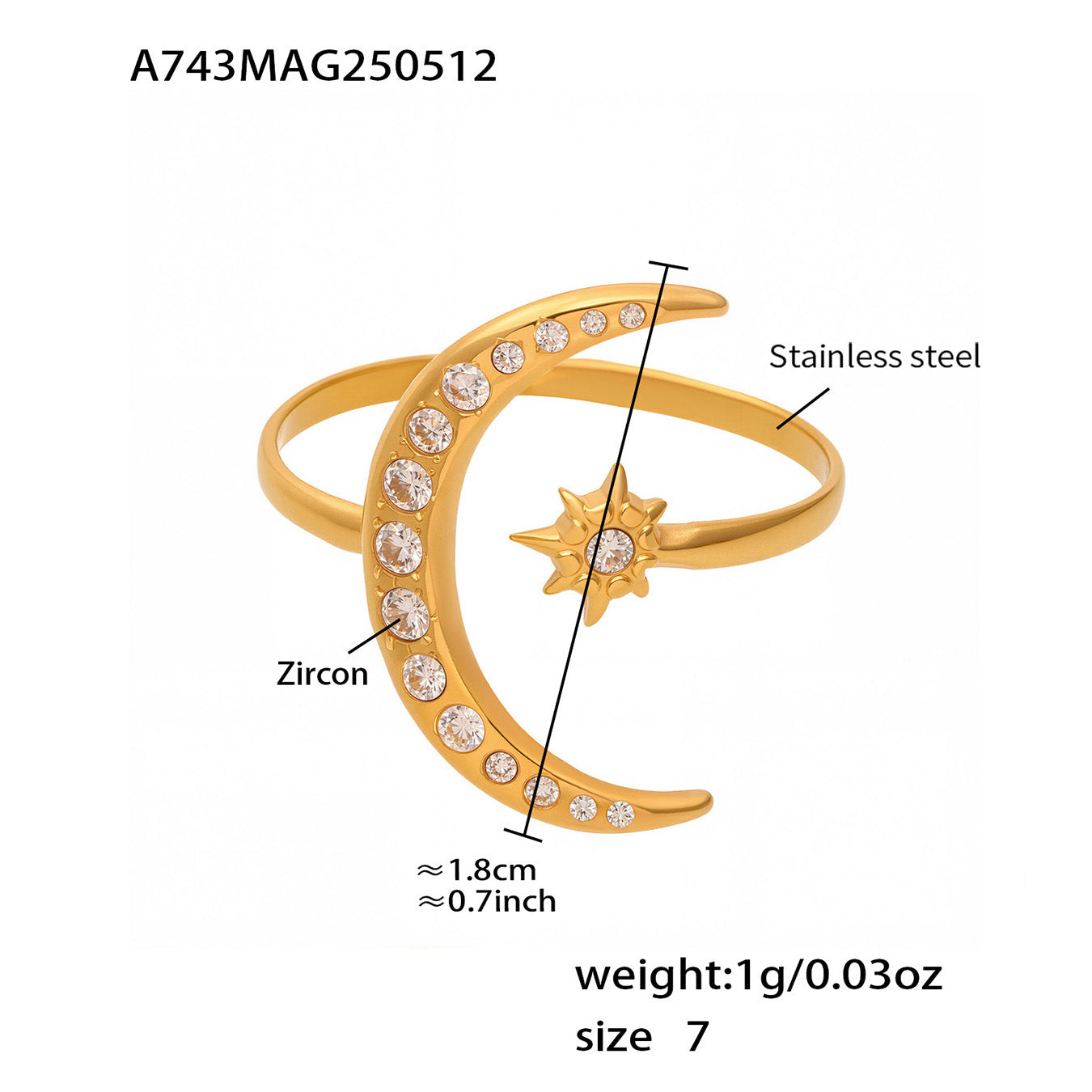 Star Moon 5A Zircon Ring
