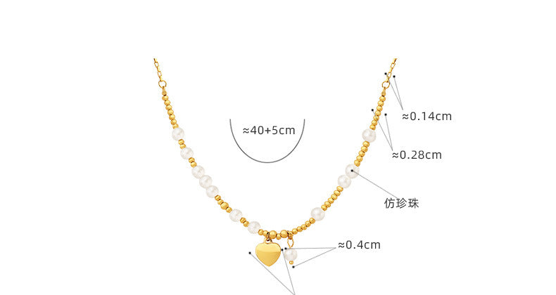 Beaded Heart Pendant Necklace with Faux Pearls | Sweet & Minimalist