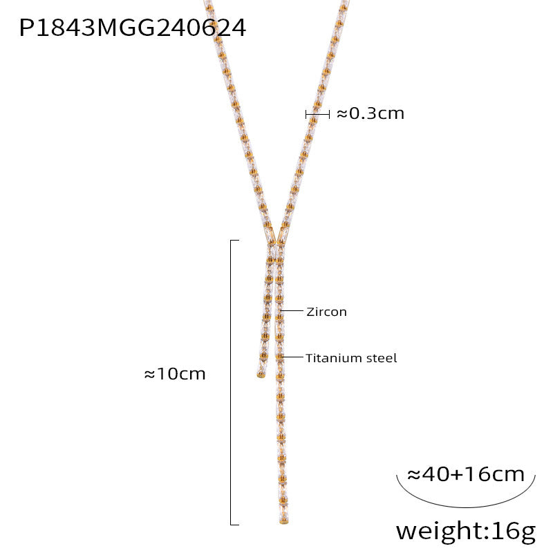 Inlaid color zircon design stainless steel necklace
