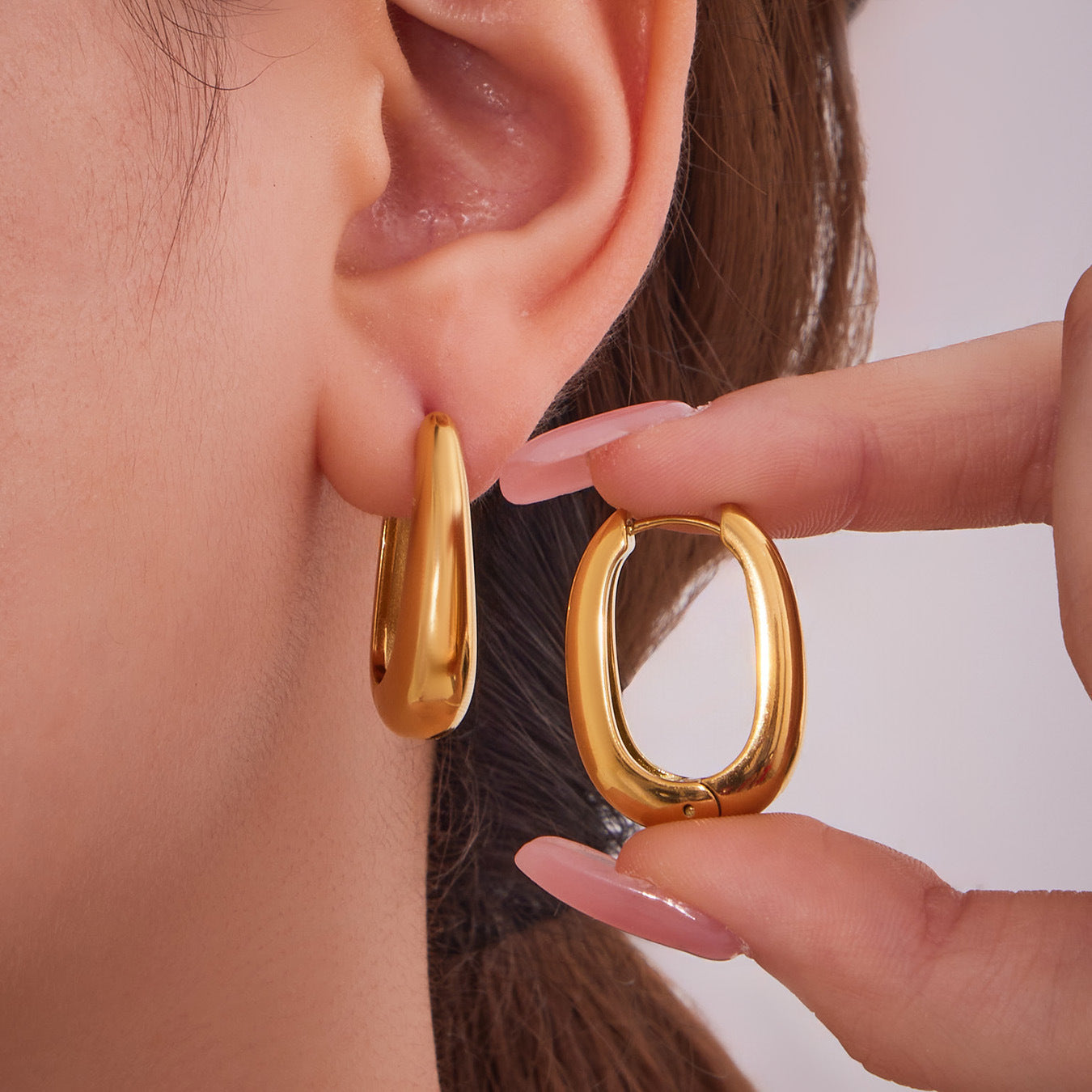 18k Gold-plated U-shaped Earrings Stainless Steel