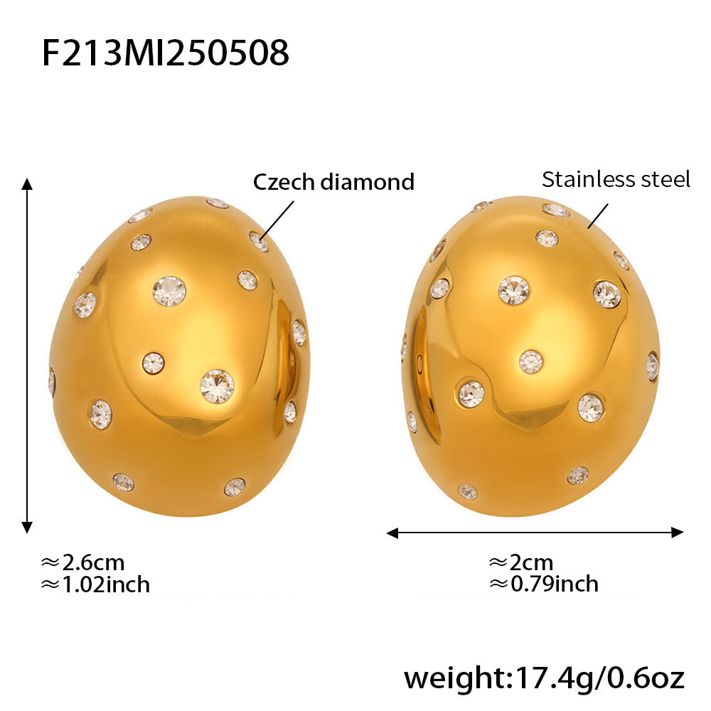 Pendientes ovalados de diamantes de imitación checos