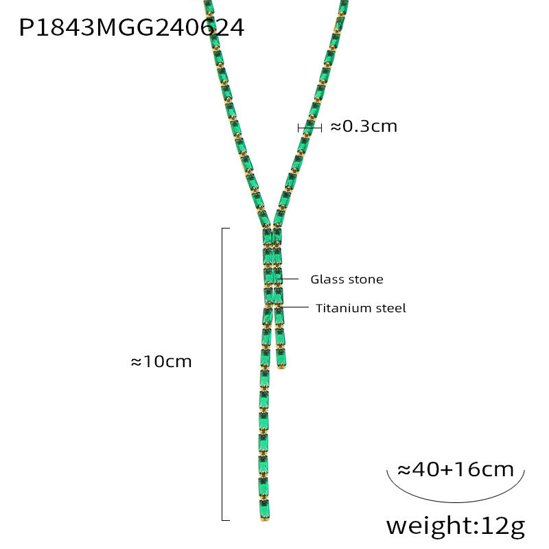 Inlaid color zircon design stainless steel necklace