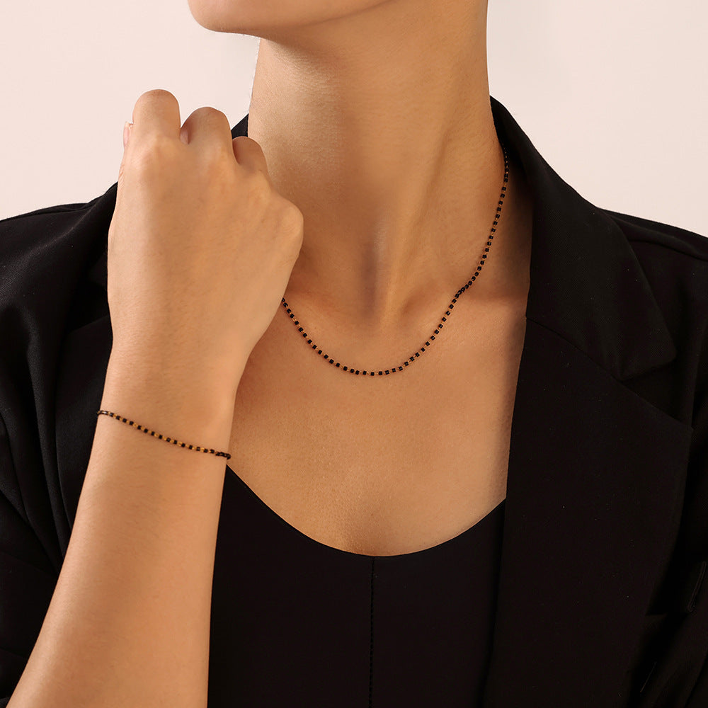 Versatile Rice Bead Glass Necklace & Bracelet Set
