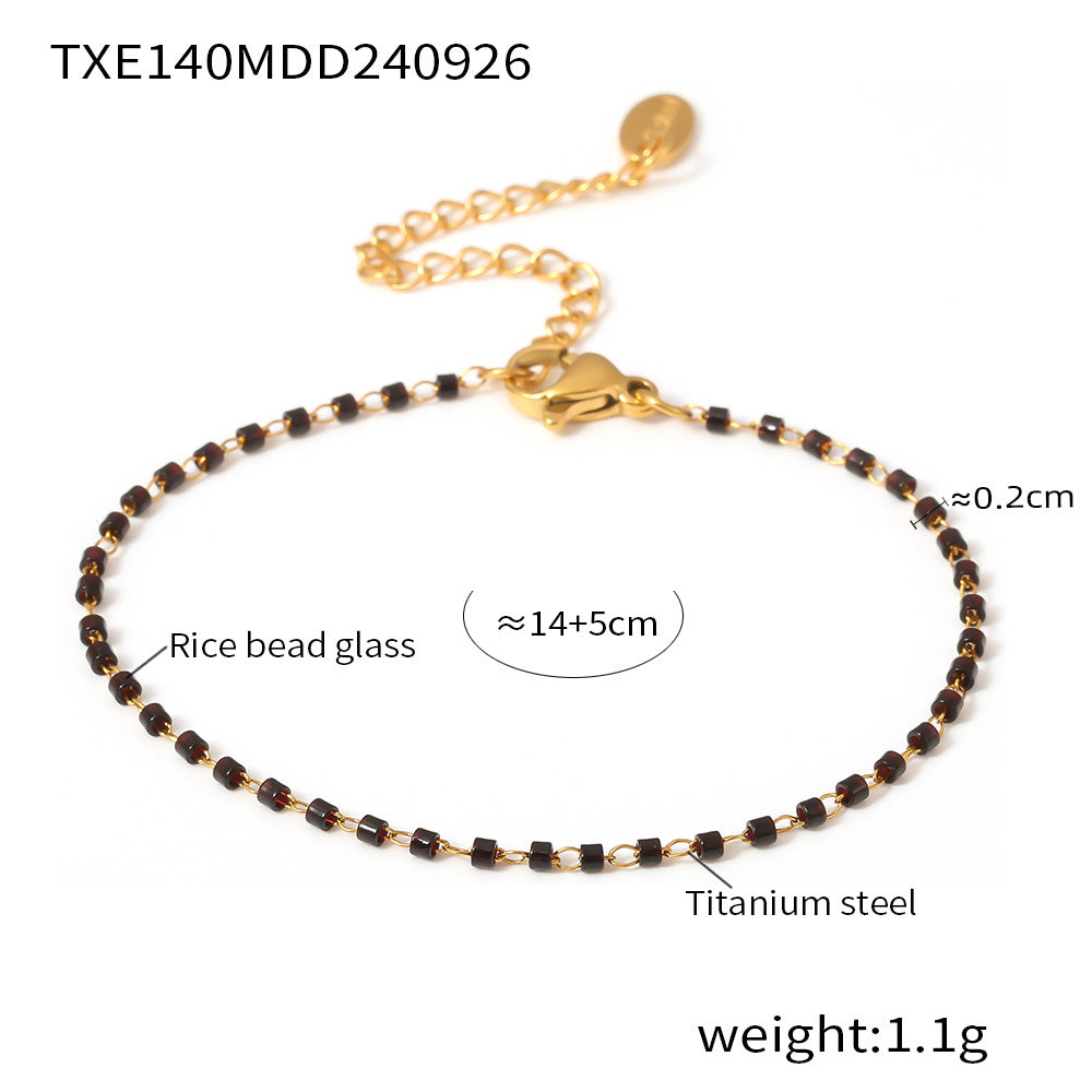 Versatile Rice Bead Glass Necklace & Bracelet Set