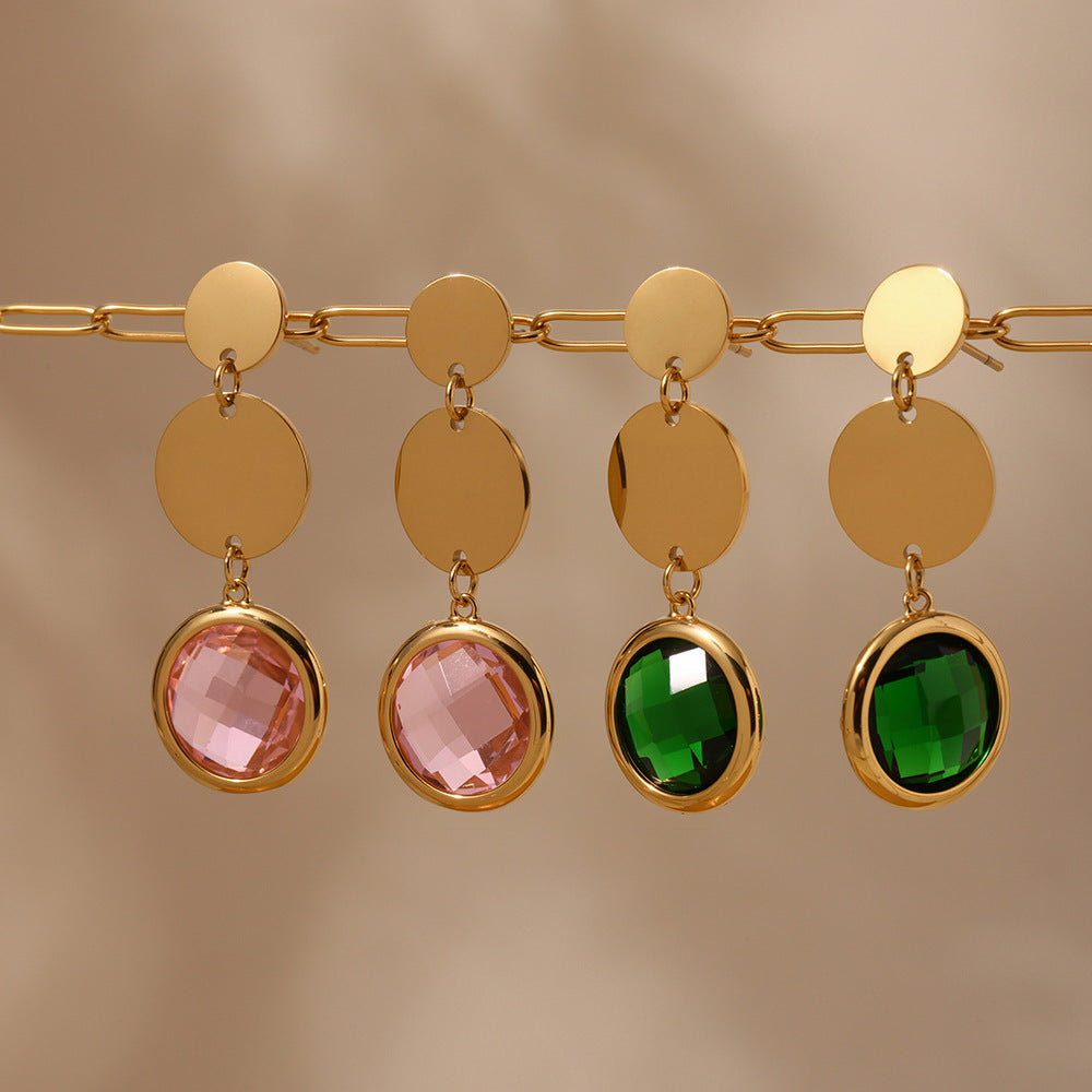 Exquisite Cut Glass disc Tassel Earrings