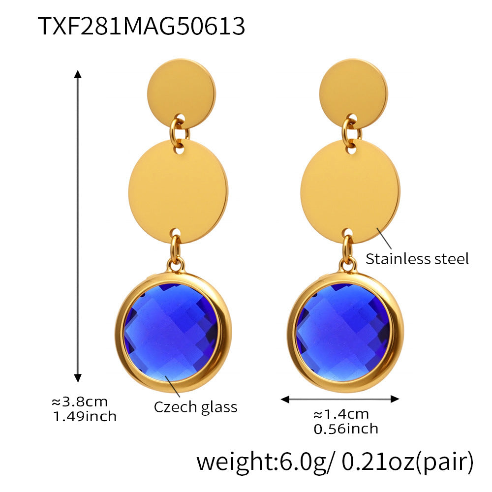 Exquisite Cut Glass disc Tassel Earrings