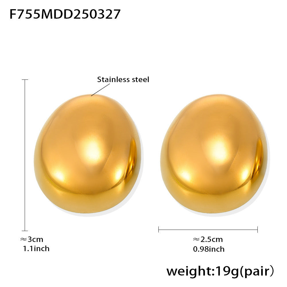 Exaggerated Oval Brushed Earrings - Unique European Style for Women