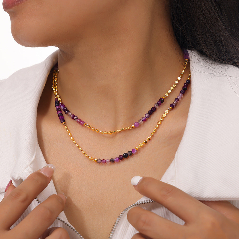 Bohemian Agate & Shell Strand Necklace – Copper Accents