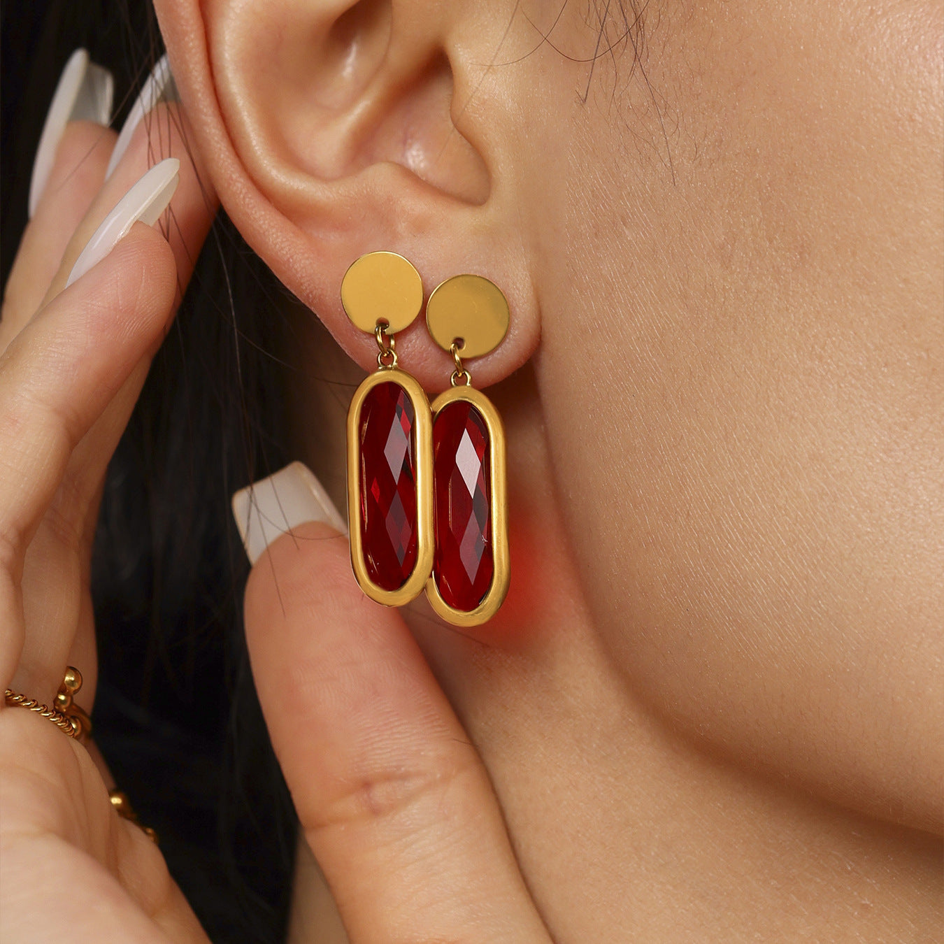 Circular Cut Glass Earrings