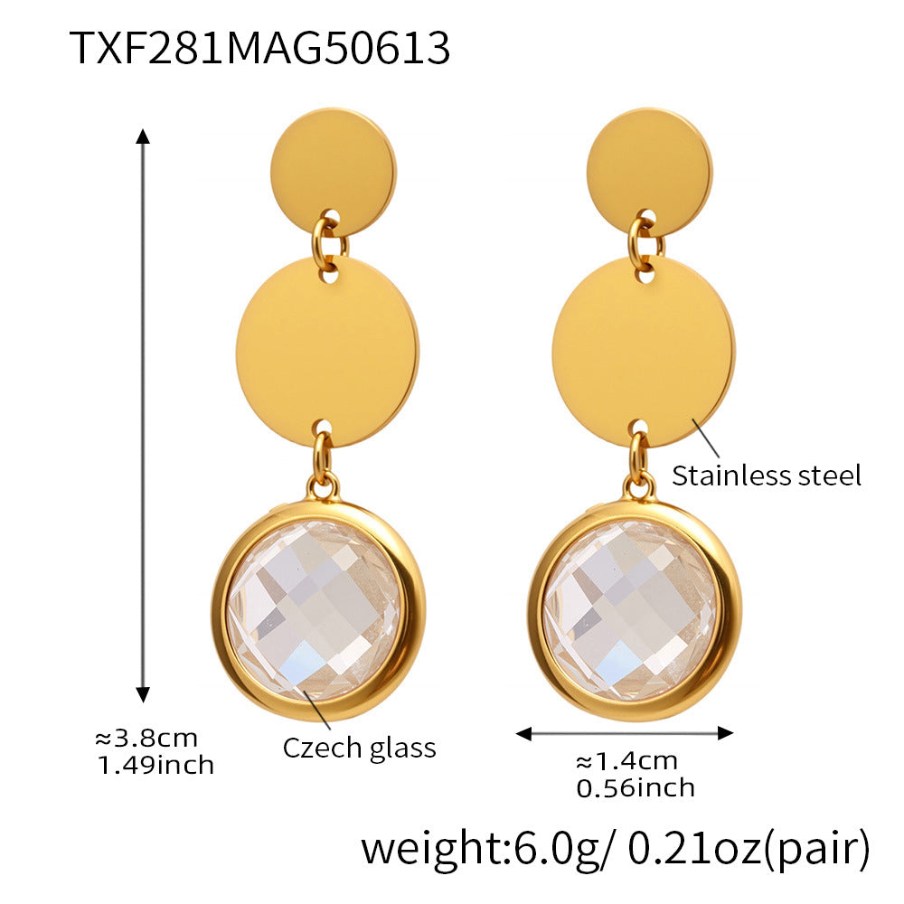 Exquisite Cut Glass disc Tassel Earrings