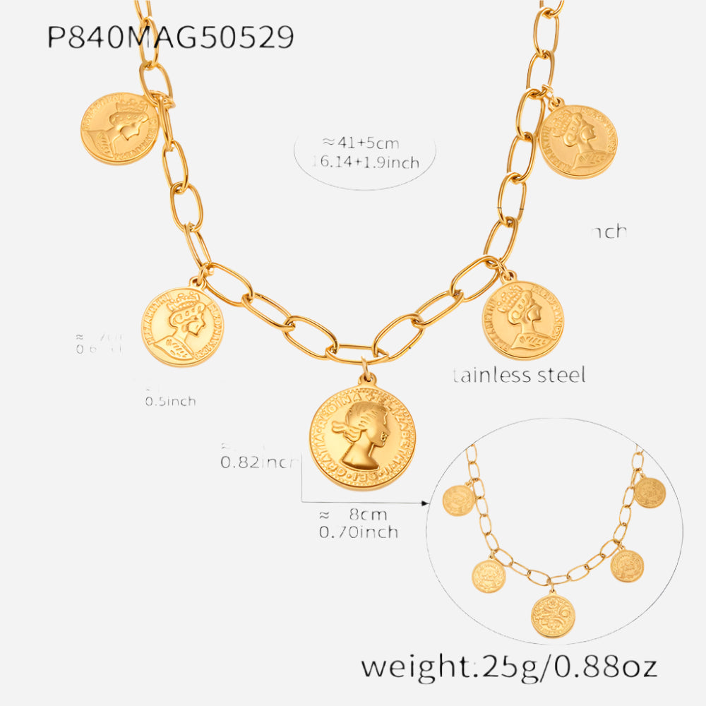 Queen portrait double-sided necklace