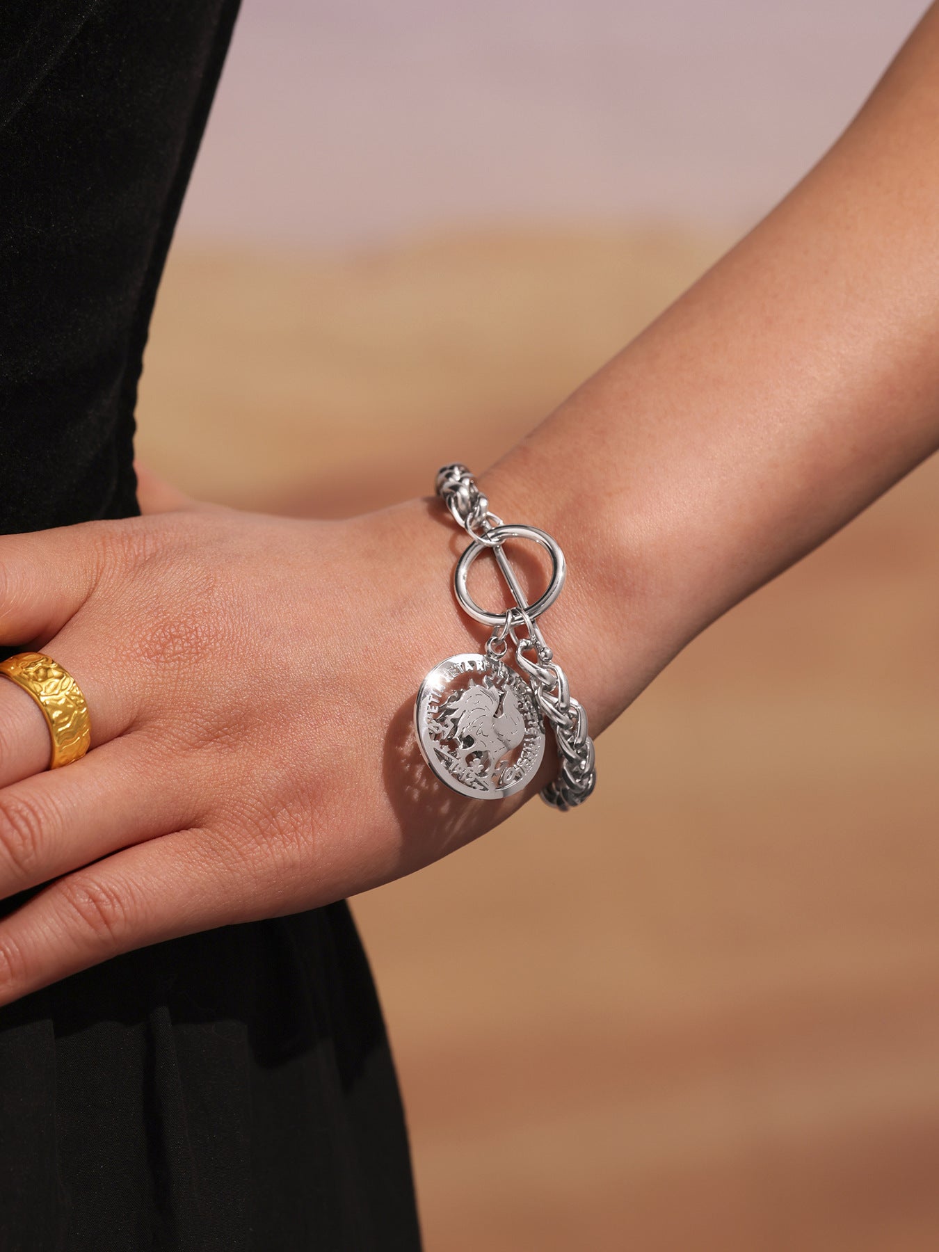 Gold Curb Chain Tennis Bracelet | Waterproof Stainless Steel Street Style