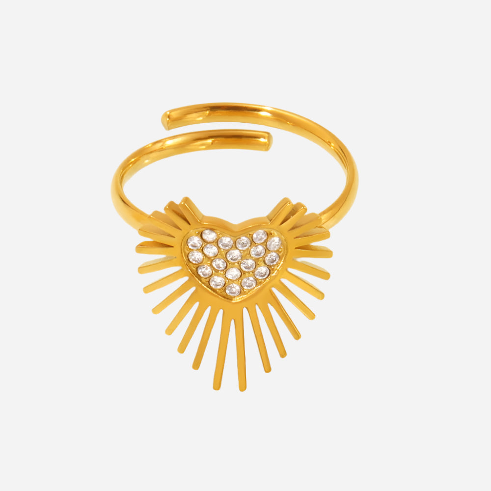 Heart Wing CZ Open Band Ring