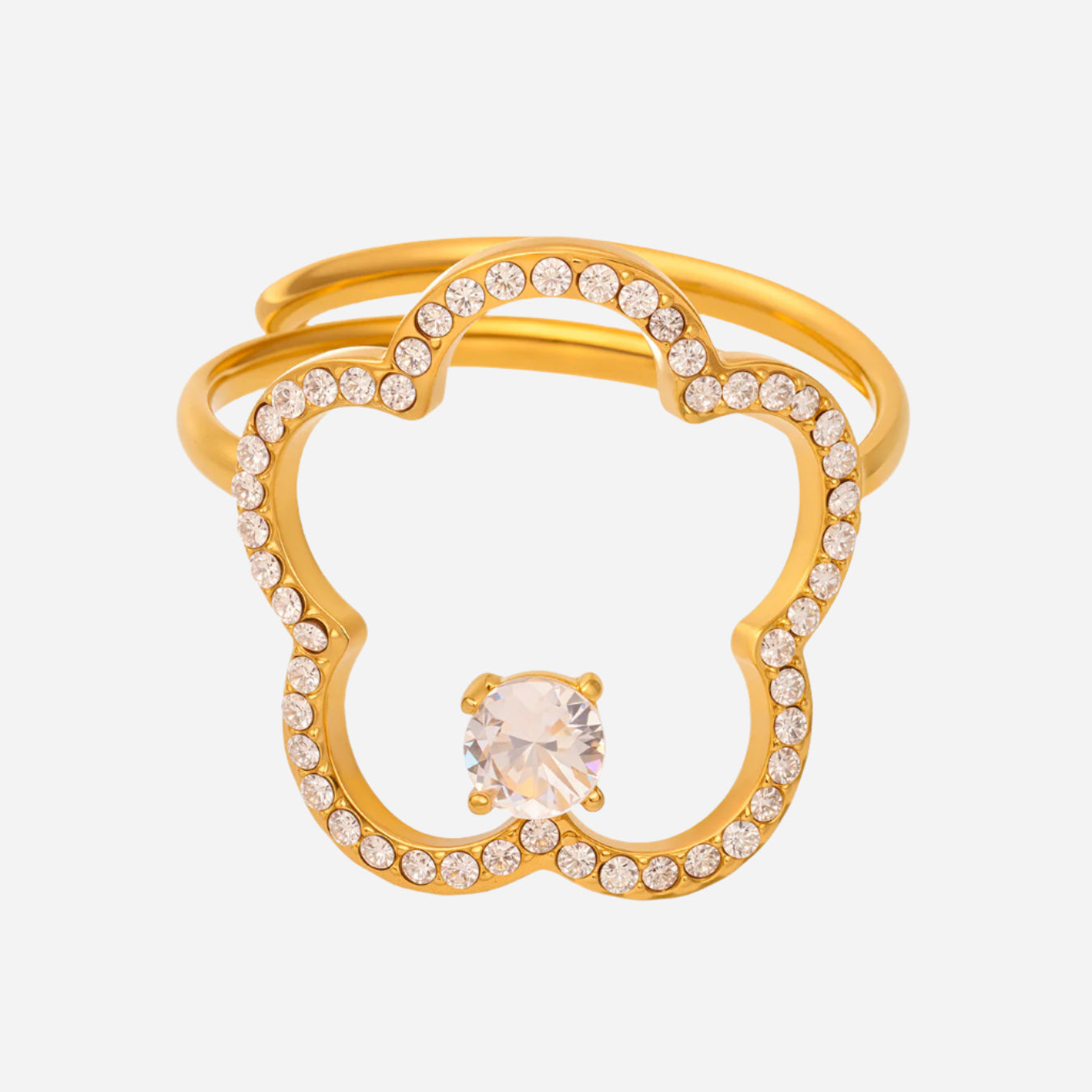 Blooming Cubic Zirconia Open-Band Ring – Luxe Gold & Silver