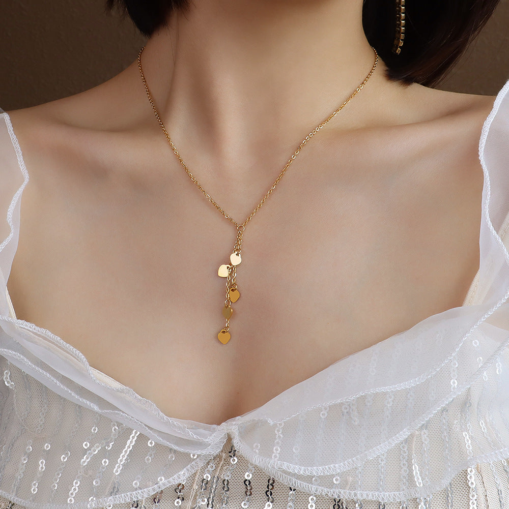 Stylish Heart Tassel Pendant Necklace