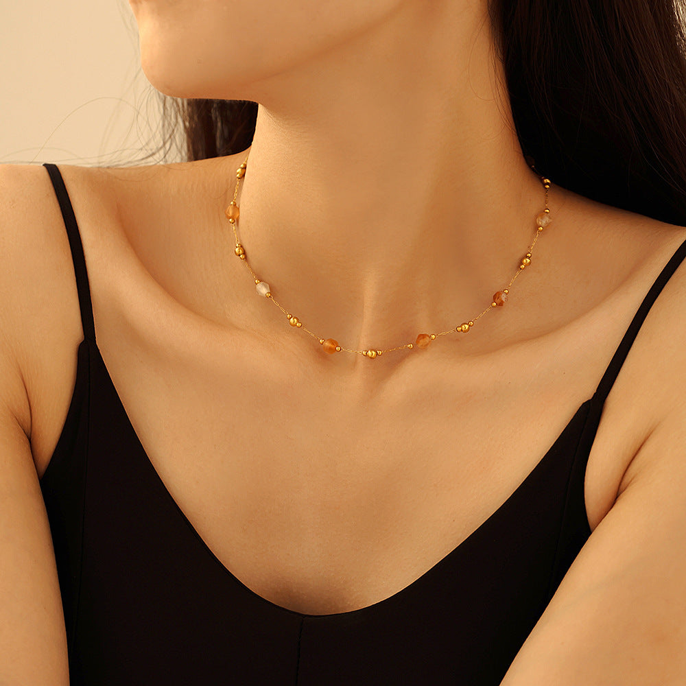 Natural stone bead necklace