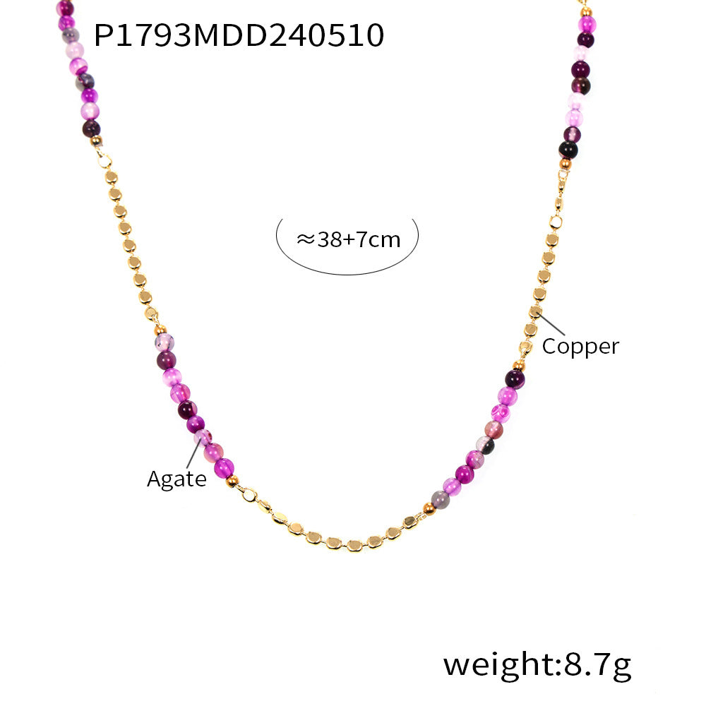 Bohemian Agate & Shell Strand Necklace – Copper Accents