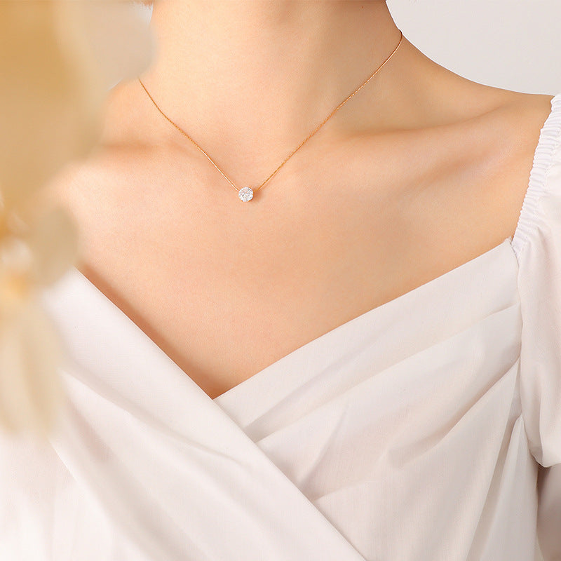 Inlaid single zircon necklace
