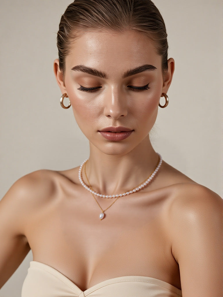 Freshwater Pearl Layered Necklace | Stainless Steel Jewelry for Mom