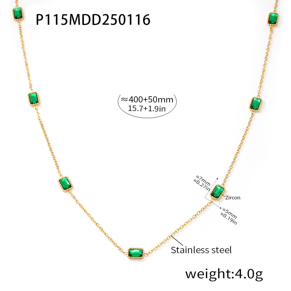 Stainless Steel Handmade Zircon Inlaid Necklaces