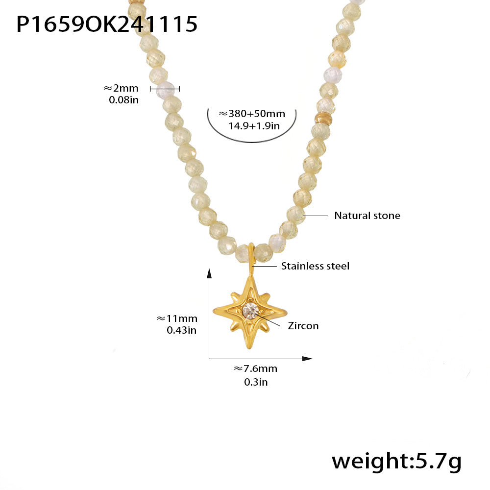 Size and length chart of octagonal star charm necklace – waterproof gold stainless steel