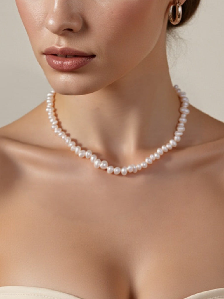 Baroque Freshwater Pearl Necklace | French-Inspired Stainless Steel Jewelry