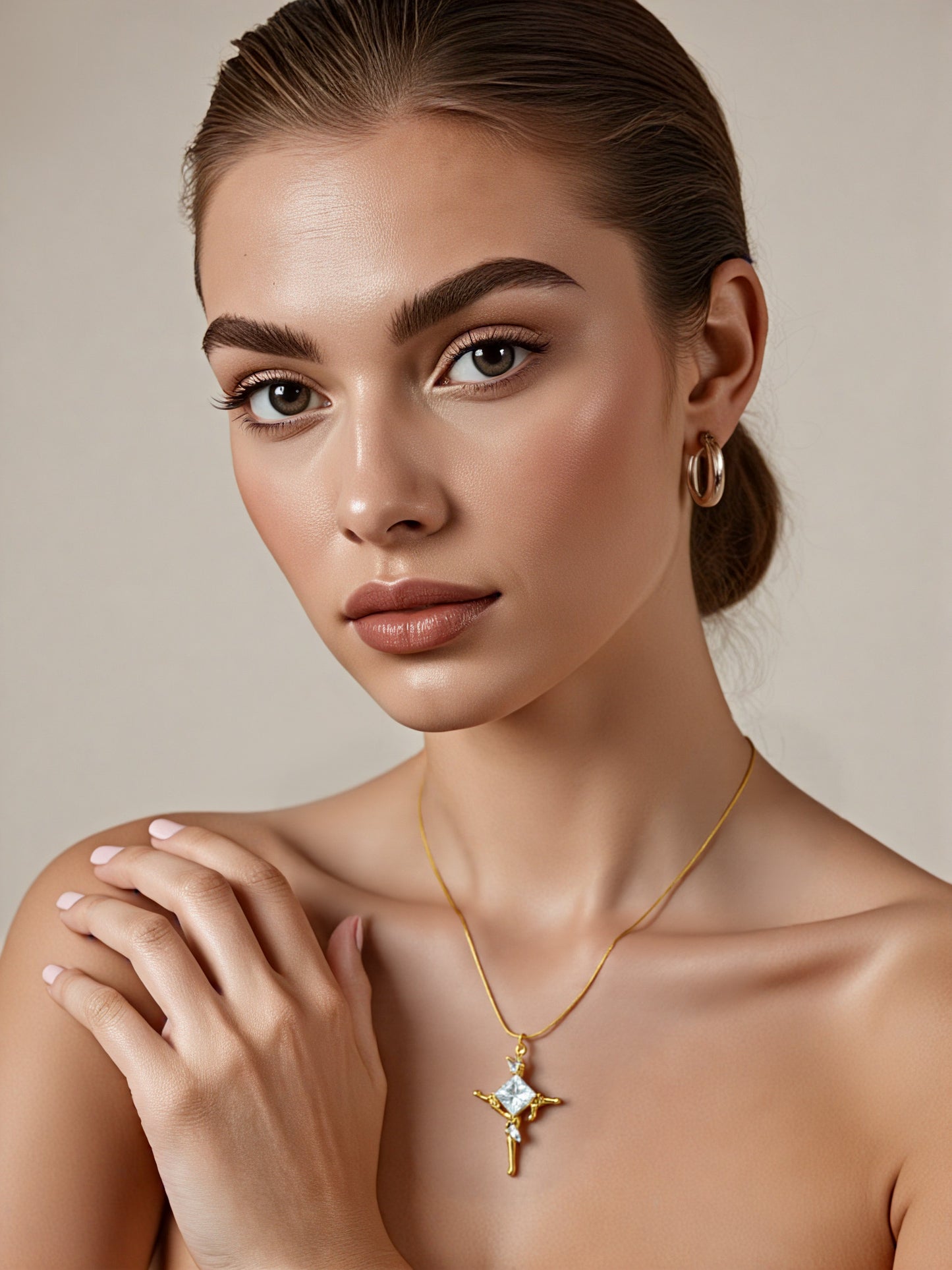 Euro-Chic Cubic Zirconia Cross Pendant Necklace | Stylish Stainless Steel Jewelry