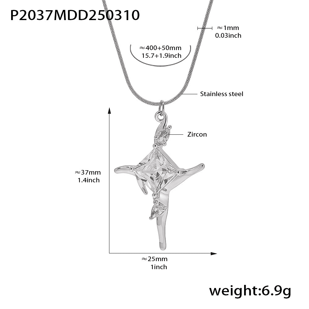 Product size guide for P2037 Stainless Steel Pendant Necklace – Silver Version 40+5cm