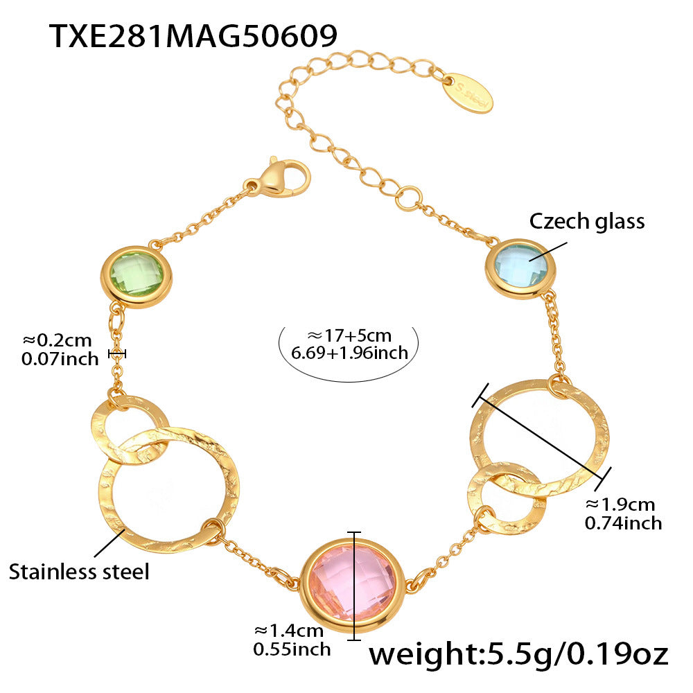 Multicolor TXE281 Czech Glass Bracelet Fully Extended – 17+5cm Waterproof Jewelry