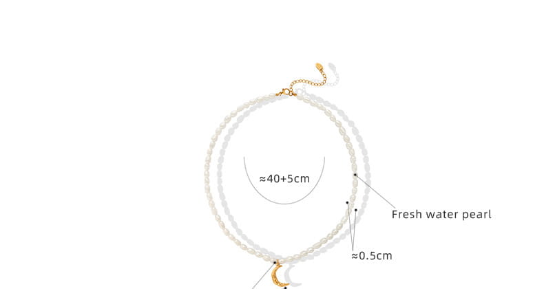 Moonlight Kiss Natural Freshwater Pearl Moon Pendant Necklace