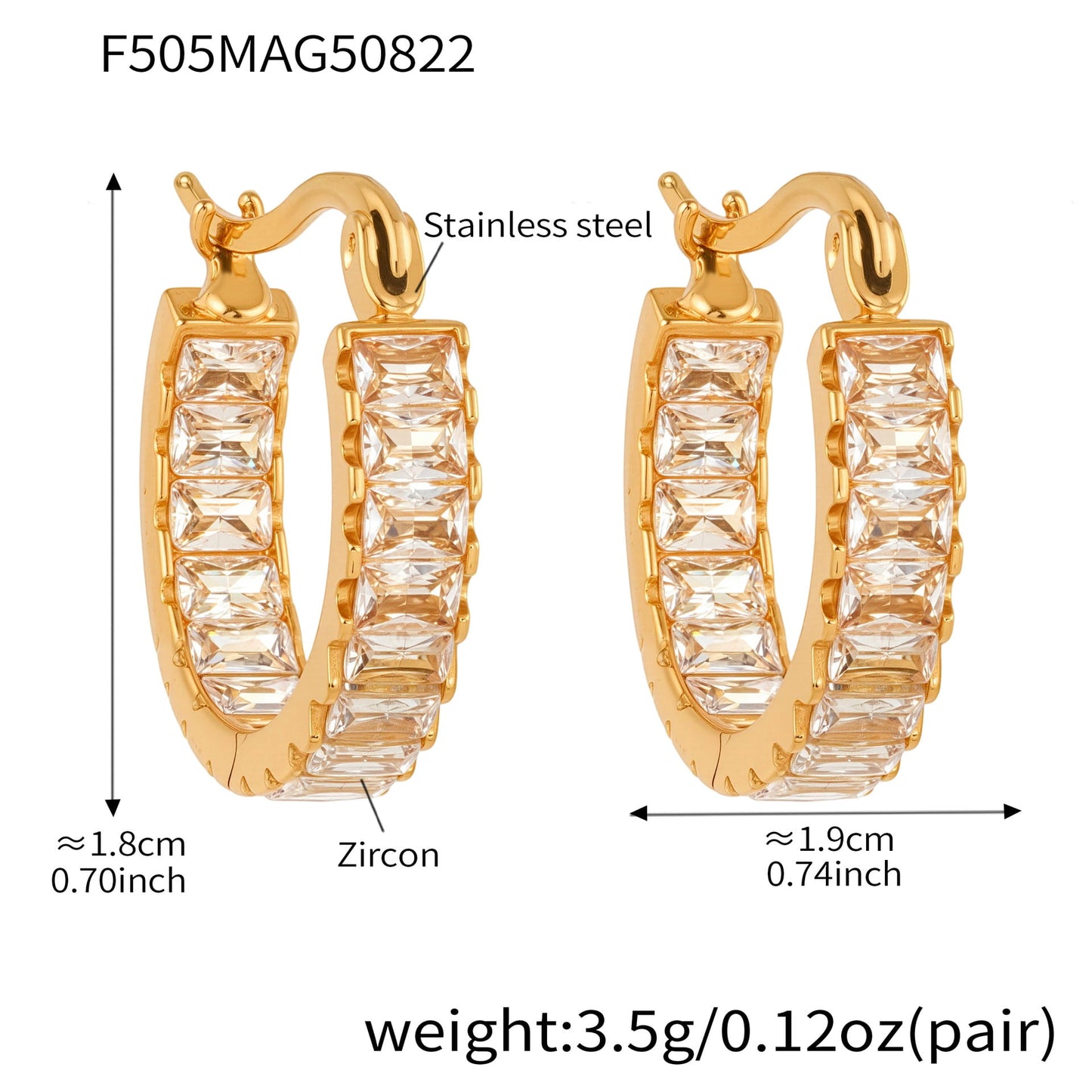 Fashion sparkling zirconium hoop earrings