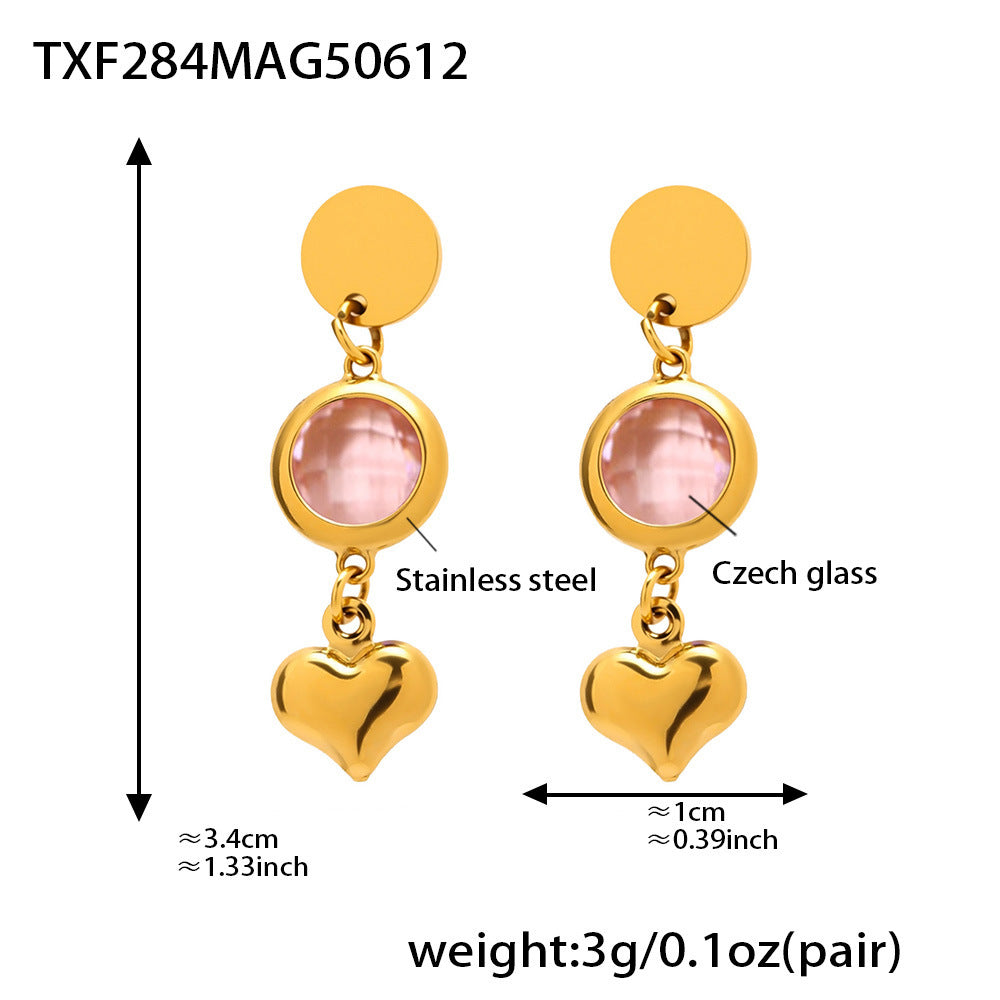 Czech handmade heart tassel earrings - every swing tells a story of love