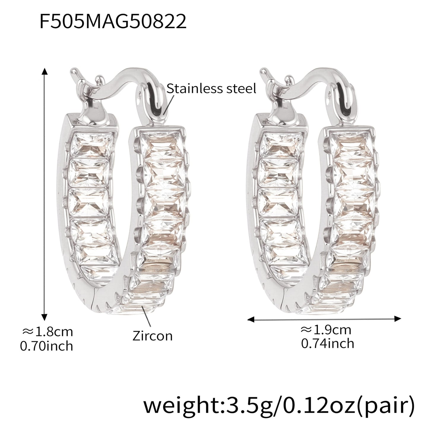 Fashion sparkling zirconium hoop earrings
