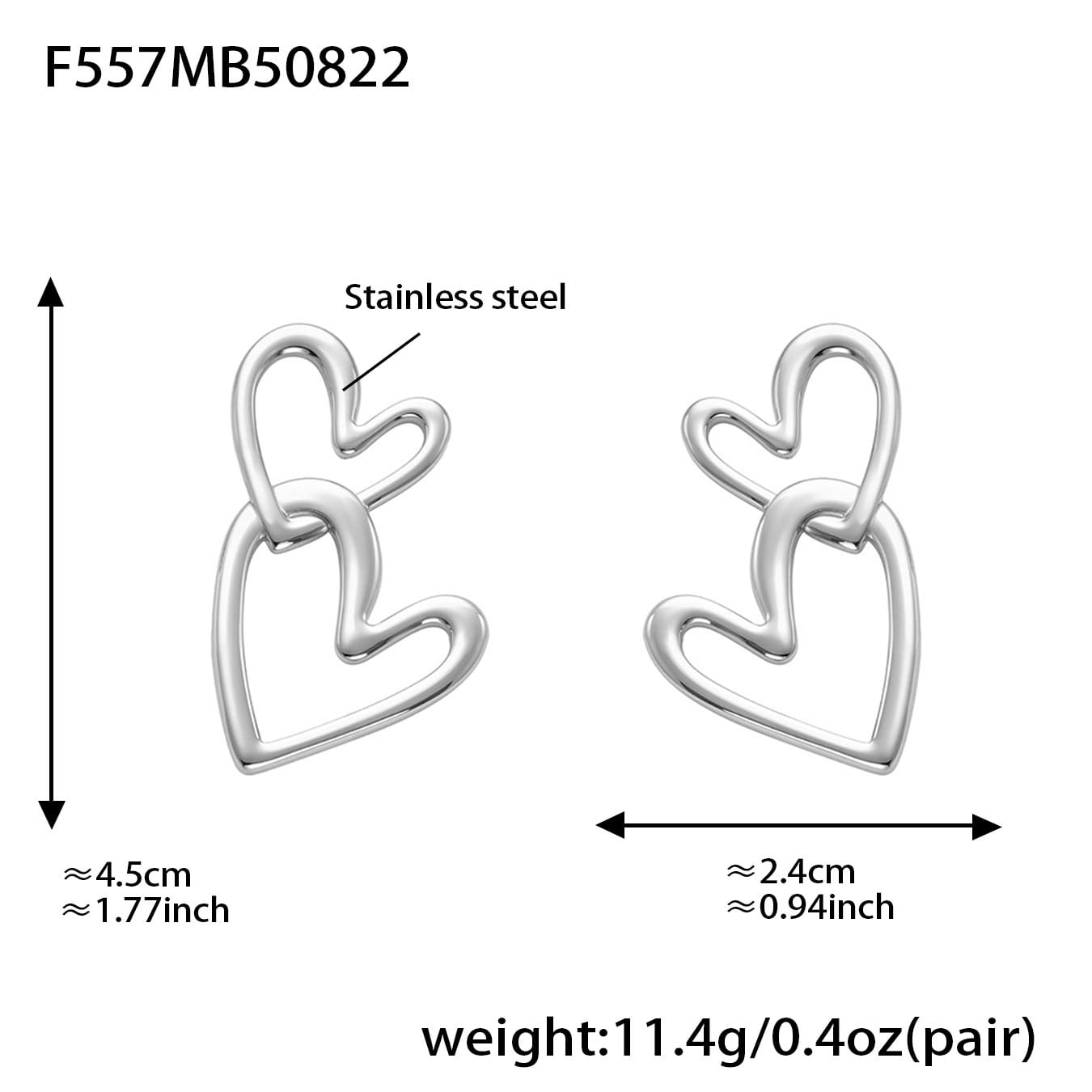 Classic and fresh double heart earrings