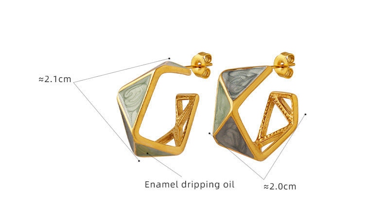 Pendientes geométricos de gota de aceite esmaltado de moda