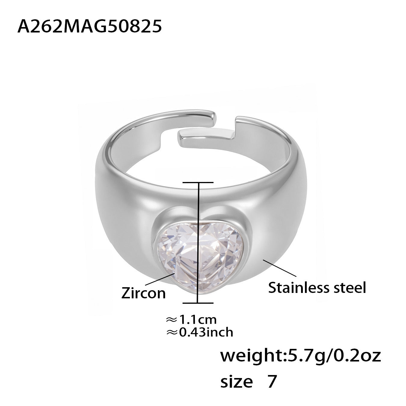 High quality 5A Zircon Stainless Steel Rings