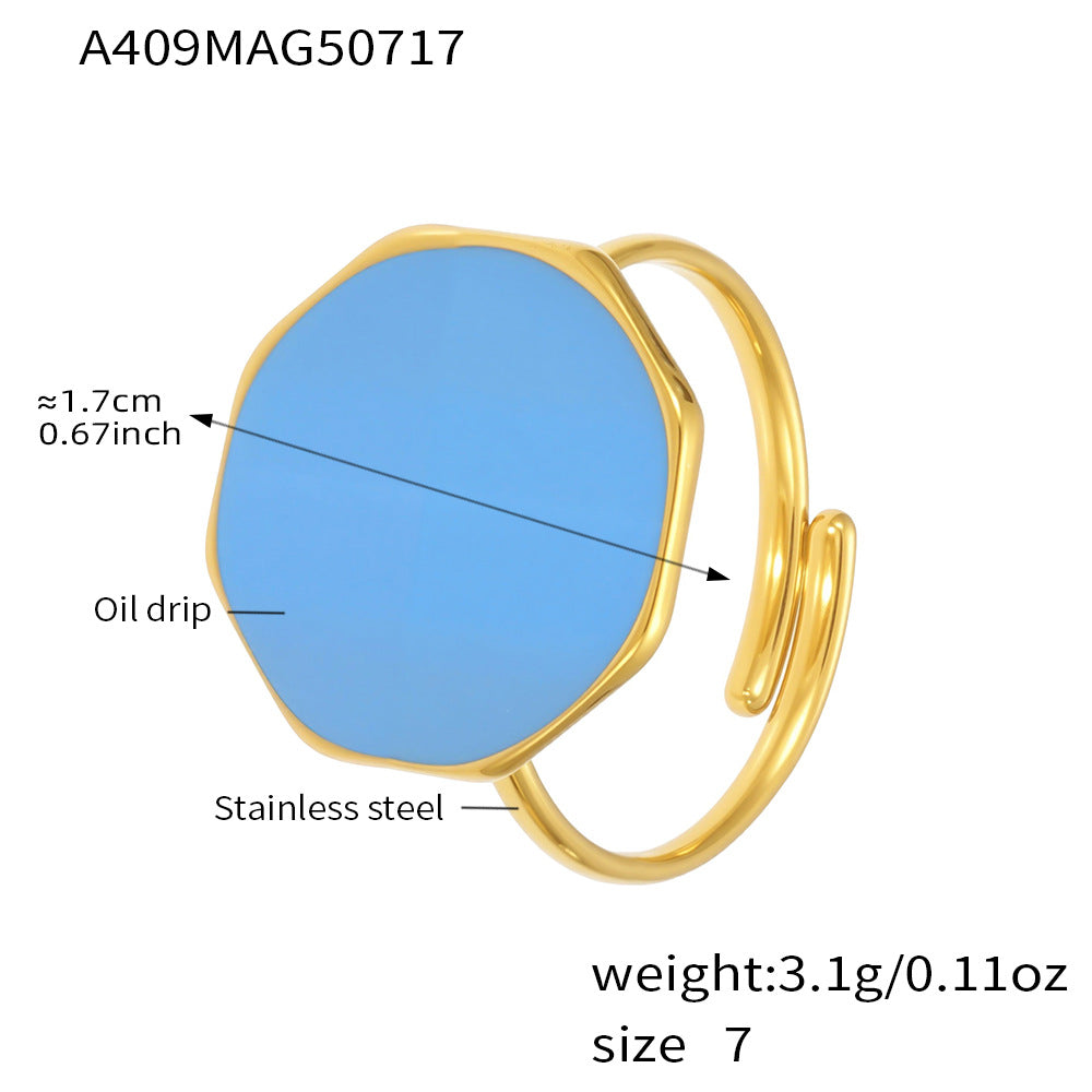 Colored Glaze Stainless Steel Opened Rings