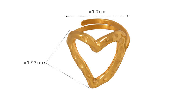 Irregular Heart-Shaped Niche Design Ring Stainless Steel