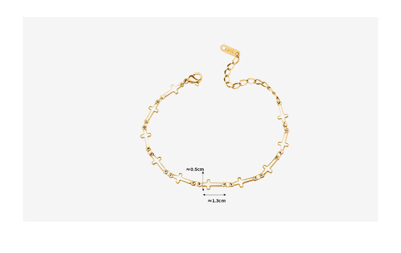 Stainless Steel Cross Design Bracelet Gold Plated
