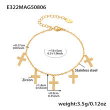 Stainless Steel And Gold Color Cross Bracelet