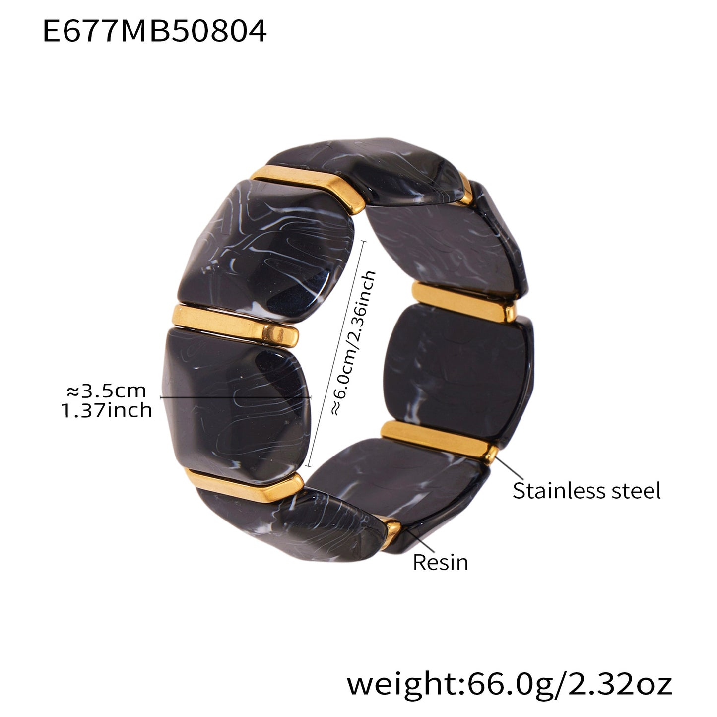 New Colorful Candy-colored Resin Wide Elastic Bracelet